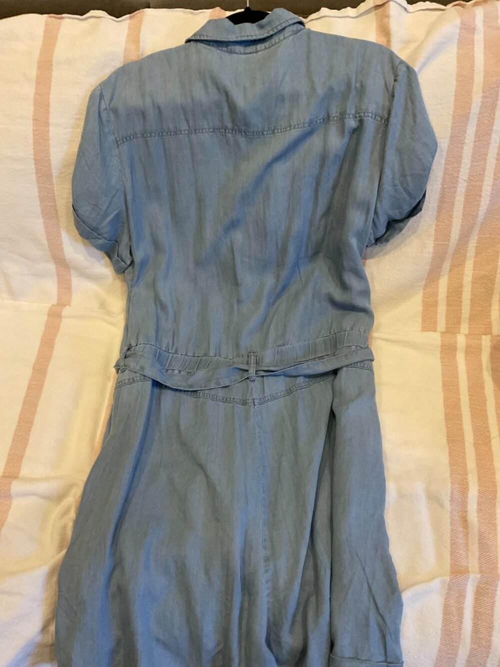 Crazy Train Chambray Button-Front Shirt Dress w/ Tie Waist | 2XL - Picture 4 of 4